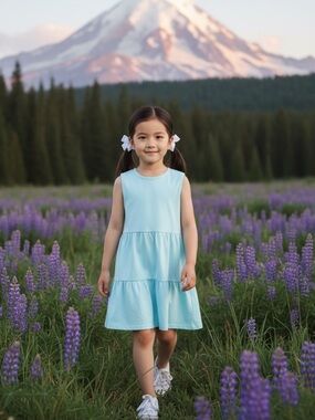 NWT Chaser Girls Sleeveless Tiered Tank Dress Pale Mint Green Knee Length Size 6